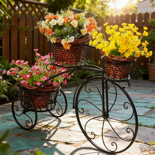 3pots iron tricycle - 3pots, plant