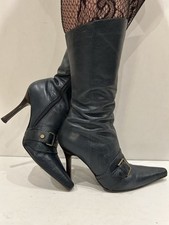 Gorgeous River Island Y2K Teal Green Pointed Toe Mid Calf Boots UK5