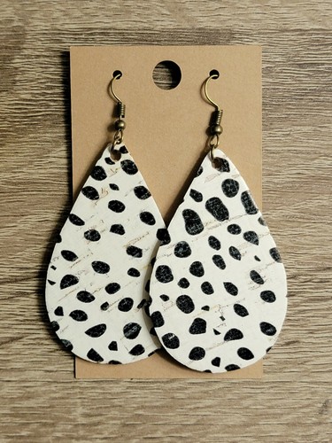 Handcut teardrop cork earrings - teardrop,