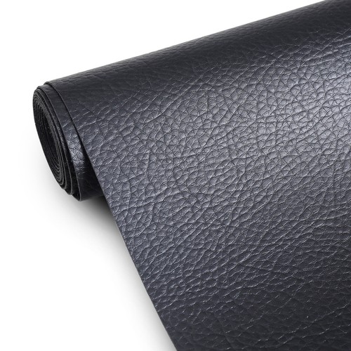 Black faux leather fabric - fabric, 55"