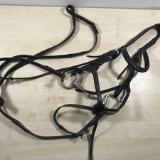 Cob size Black & Brown Grackle Bridle Complete With Reins & Snaffle