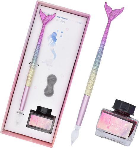 Mermaid glass dip pen ink - mermaid,