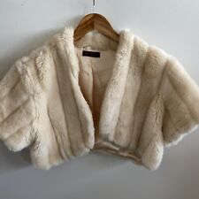 DEBUT Shrug Cream Faux Fur Occasion Formal Prom Wedding Xmas Women Sz M/L Uk 12