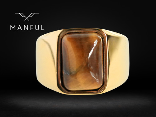 Tigers eye gold signet - signet, ring
