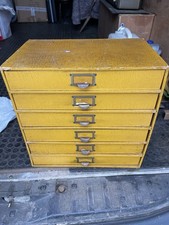 Antique Wooden Paper Mid Century Tabletop Filing Drawers / Cabinet / Box