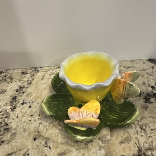 Painted ceramic votive - ceramic, candle
