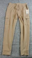 Kyodan Womens Medium Warm Taupe Cargo Joggers Tapered Legs Drawstring NEW