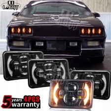 4PCS Fit 1982-1992 Chevrolet Camaro Z28 4x6" LED Headlights Halo DRL Hi-Lo Beam