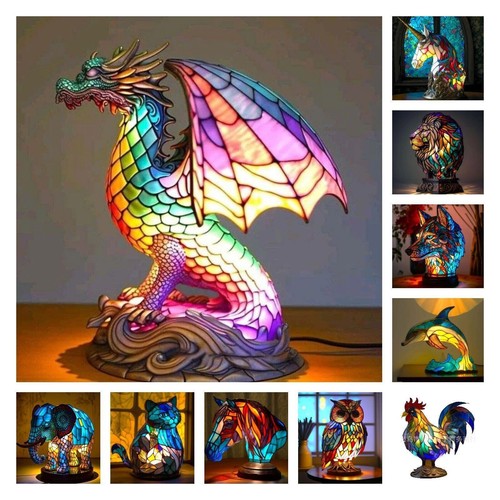 New animal table lamp stained - new,
