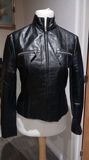 Mango Real Pig Leather Black Women Jacket M Size