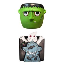 Ceramic Halloween Planter - Ghost or Frankenstein - Fun Party/Home Decoration