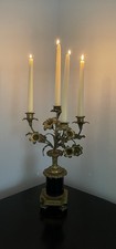 Antique French Candelabra Gilt Brass And Cobalt Blue Porcelain Sevres Style
