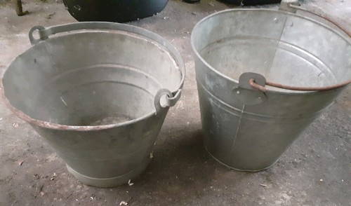 Vintage galvanised buckets - vintage,