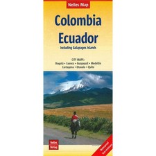 Colombia & Ecuador Map road map inc Galapagos islands, 50% OFF SALE