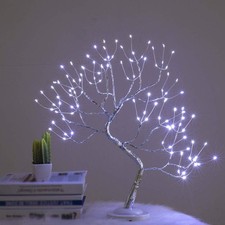 Christmas Bonsai Twig Tree Birch 108 LED Light Tabletop Lamp B/O Xmas Decor 50cm