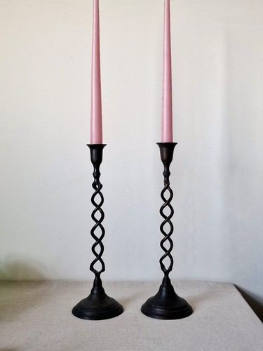 Pair tall vintage barley - pair,