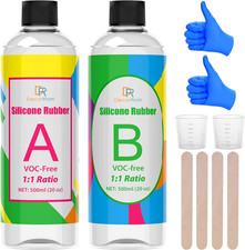 Silicone Mould Making Kit - 1L/40Oz Translucent Liquid Silicone Rubber (1:1 Mix)