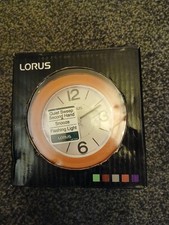 RETRO LORUS ALARM CLOCK ORANGE QUIET SWEEP SECOND HAND SNOOZE  FLASHING LIGHT