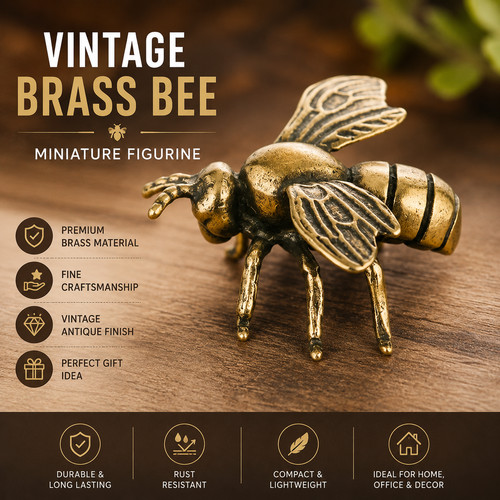 Solid brass bee figurine - bee,