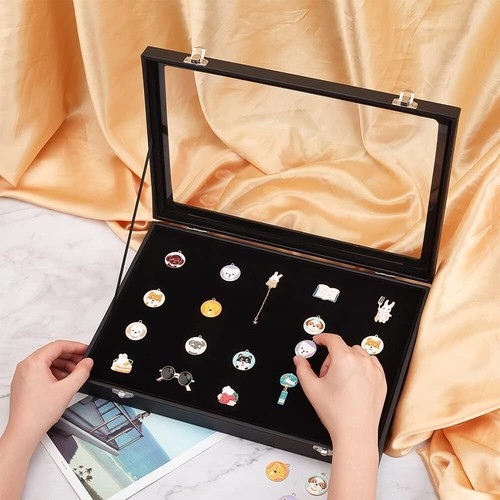Velvet display case with clear - velvet,