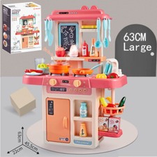 Kids Play Kitchen Pretend Kitchen Toy Set Cooking Role Gift w/Lights Sounds Gift
