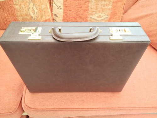 Brown hard leather briefcase - hard,