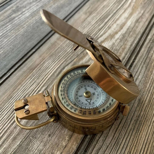 Vintage solid brass compass - vintage,