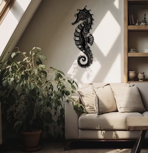 Large seahorse metal - large, wall