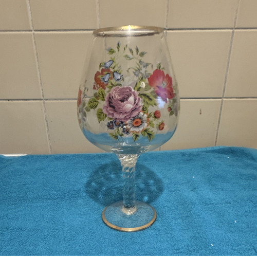 Vintage clear floral decorated