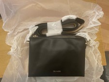 Ted Baker Smooth Leather Black Crossbody Bag with Webbing Strap