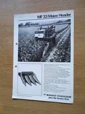 PRE USED MASSEY - FERGUSON COMBINE MF 33 HEADER ATTACHMENT COLLECTORS BROCHURE