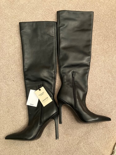 New mango black leather domina - new,