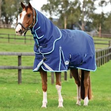 WeatherBeeta ComFiTec Ultra Hardi Detach-A-Neck 220g Turnout Rug - Blue/White