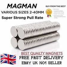 Strongest Magnets  Neodymium Magnet N52 - Various 2-40mm disc round craft fridge