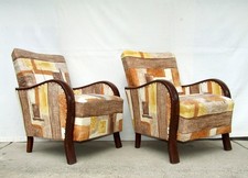 Pair of Art Deco Armchairs, Club Cocktail Chairs. Antique Vintage Halabala 1920.