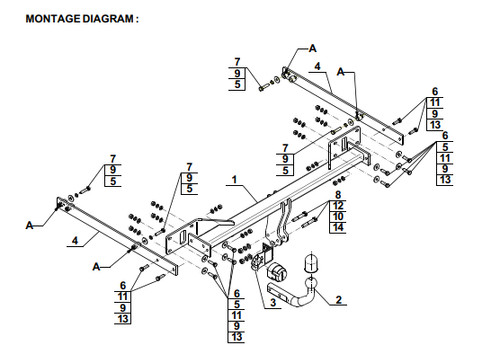 Swan neck tow bar for - for, mercedes