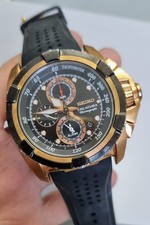 SEIKO Velatura Chrono Rose Gold Men's Watch 7T62-0HD0 Rubber Strap Needs Battery
