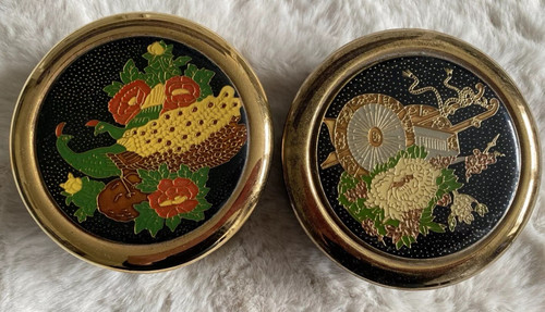 Pair cloisonne japanese black - pair,