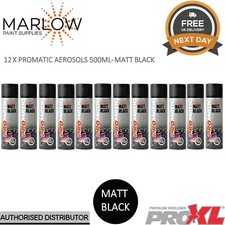12 X PROMATIC MATT BLACK AEROSOL MB500 500ML - TOPCOAT TRADE SPRAY 