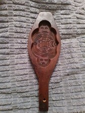 Vintage Hand Carved Wooden Butter Mold Press Stamp Handle Primitive