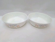 Pyrex Blue Iris 2x Cereal / Soup Bowls Vintage Retro 80s Kitchenalia Good Used