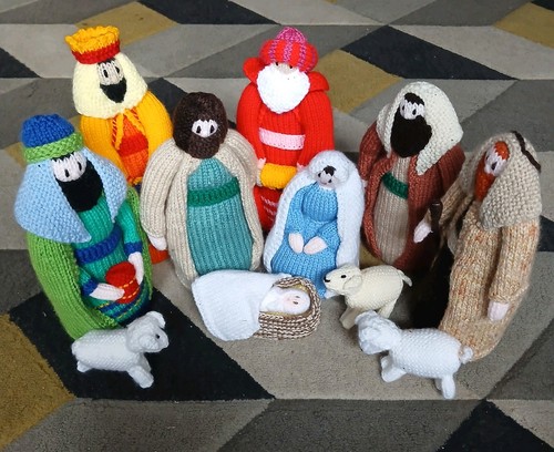 Hand knitted nativity - knitted,