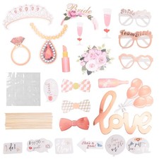 Wedding Photo Props Rose Gold,23 Pcs Hen Party Photo Booth Props,Team Bride5982