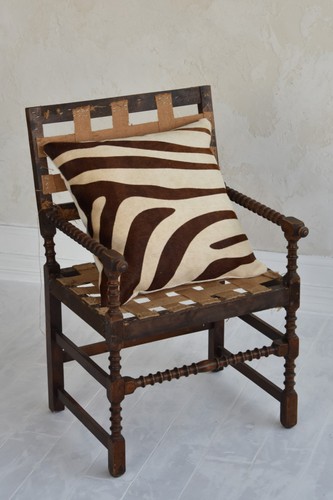 Zebra cushion real - cushion, leather