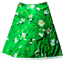 PLUS SIZED APRON Handmade Reversible Waist Wrap Tie Daisy/Solid Blue 25"L x 50"W