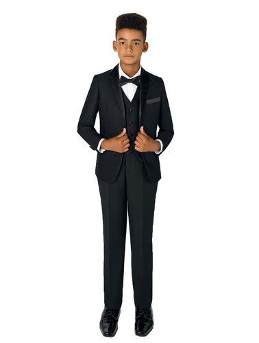 Boys black modern tuxedo - black,
