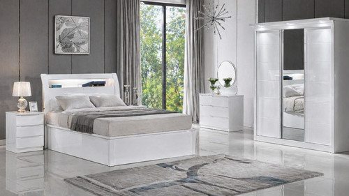 White high gloss - high, ottoman