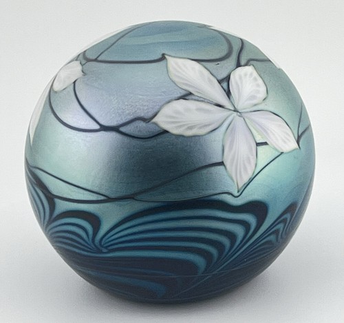 Okra glass iridescent - okra, blue