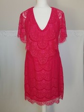 Ossie Clark Lace Dress Hot Pink Size 16