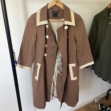 Orla Kiely Brown Cotton Ottoman Jacket/Coat With Cream Detailing NWT